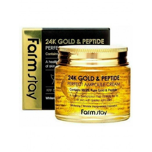Ампульный крем с золотом и пептидами 24K Gold & Peptide Perfect Ampoule Cream. Farmstay