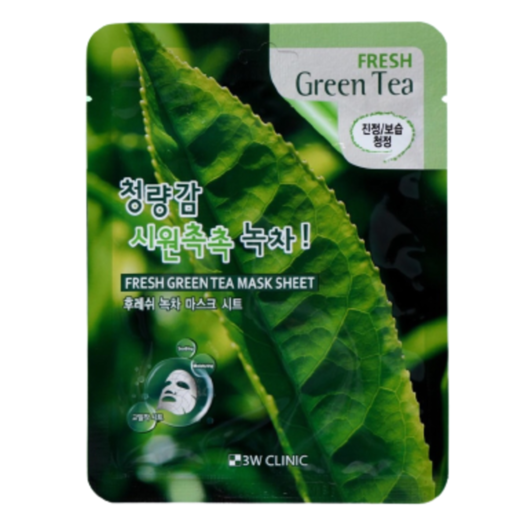 3W Clinic Маска тканевая с экстрактом зеленого чая , 23мл